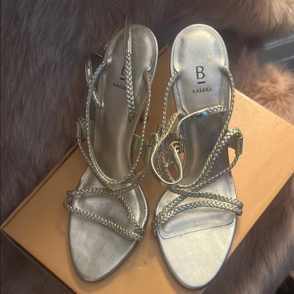 Bakers Gold Rhinestone Strappy Heels